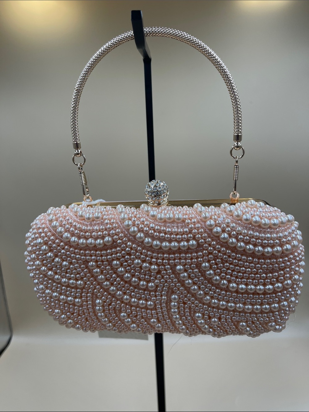 Kayla + Ava Pearl-Embellished Pink Clutch Handbag - Elegant Evening Or Bridal